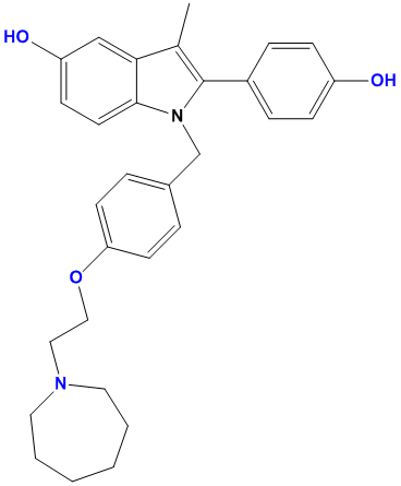 1-[[4-[2-(azepan-1-yl)ethoxy]phenyl]methyl]-2-(4-hydroxyphenyl)-3-methyl-indol-5-ol Structure